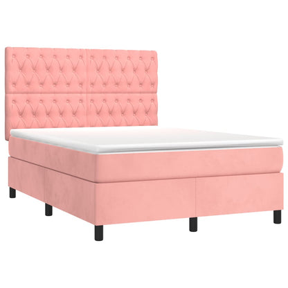 Boxspringbett mit Matratze Rosa 140x200 cm Samt