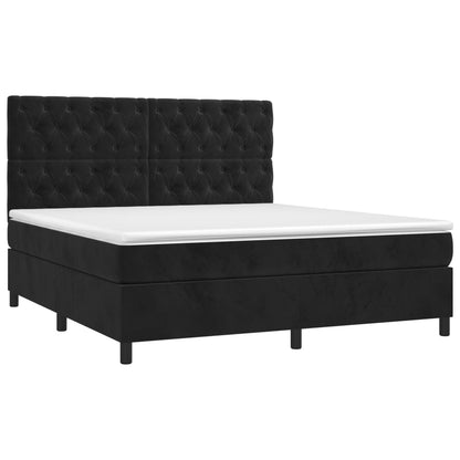 Box spring bed with mattress black 160x200 cm velvet