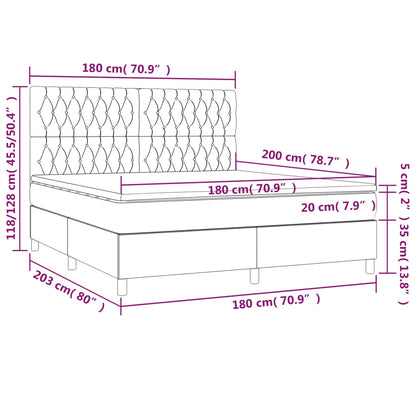 Box spring krevet s madracem tamno sivi 180x200 cm baršun