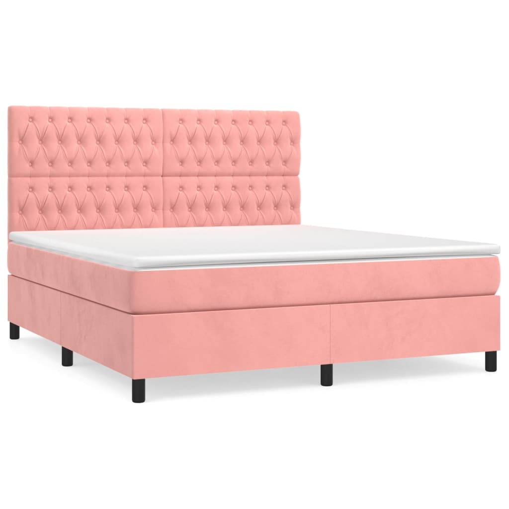 Boxspringbett mit Matratze Rosa 180x200 cm Samt