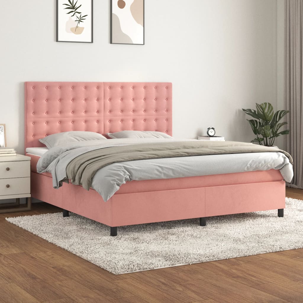 Boxspringbett mit Matratze Rosa 180x200 cm Samt