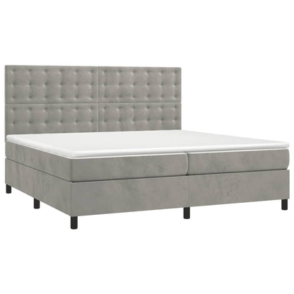 Boxspringbett mit Matratze Hellgrau 200x200 cm Samt