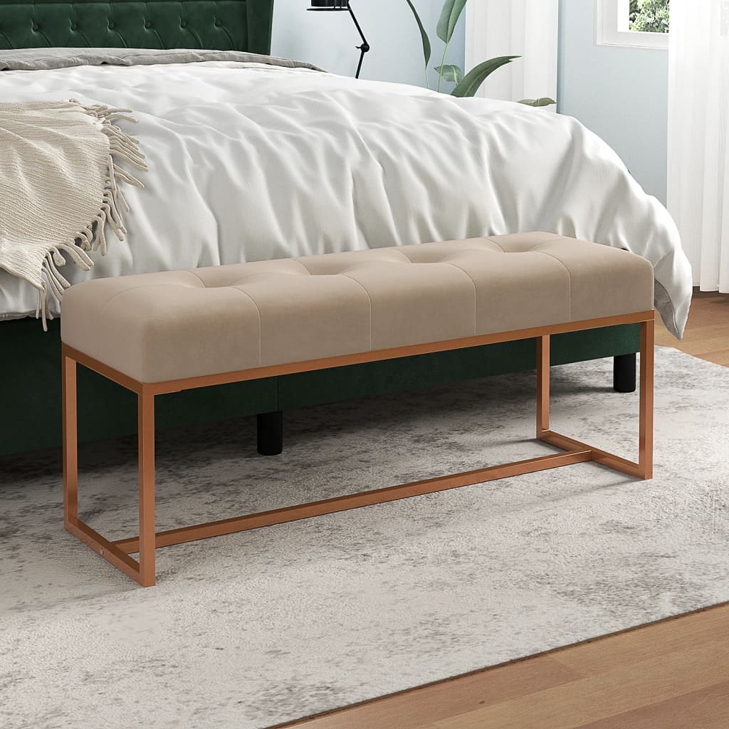 Sitzbank Beige 110x36x45 cm Samt