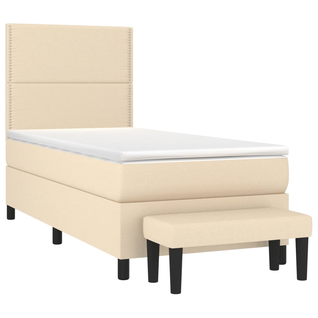 Boxspringbett mit Matratze Creme 90x200 cm Stoff