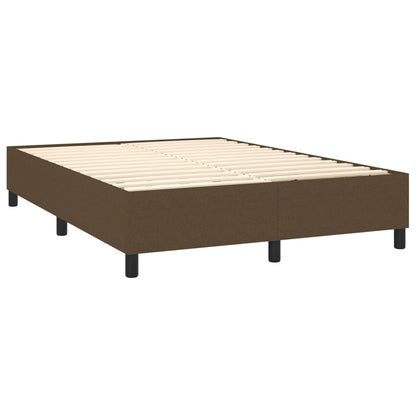 Box spring bed with mattress dark brown 140x200 cm fabric