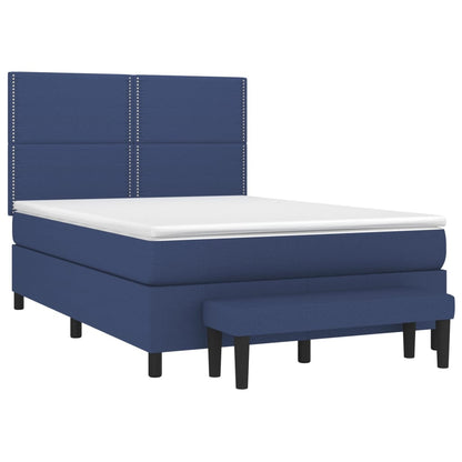 Boxspringbett mit Matratze Blau 140x200 cm Stoff