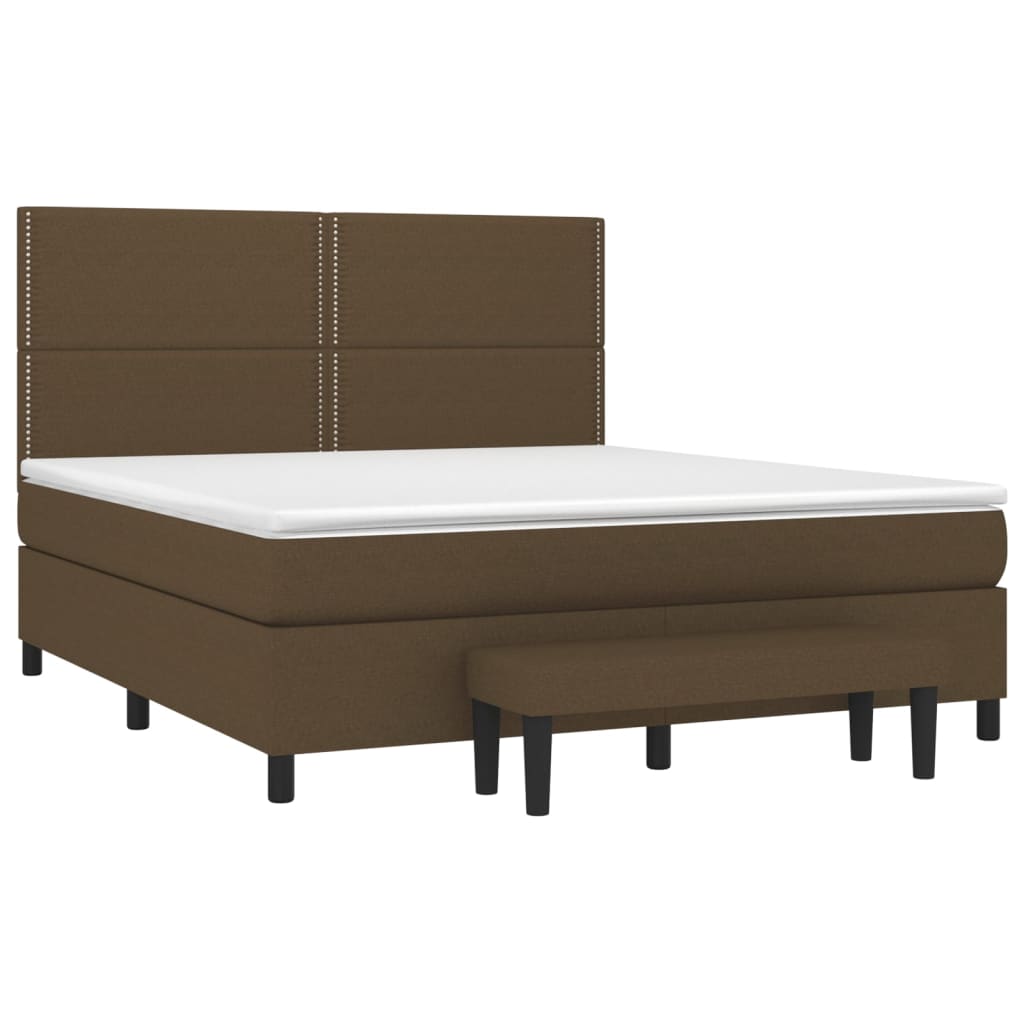 Box spring bed with mattress dark brown 160x200 cm fabric