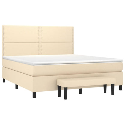 Boxspringbett mit Matratze Creme 160x200 cm Stoff