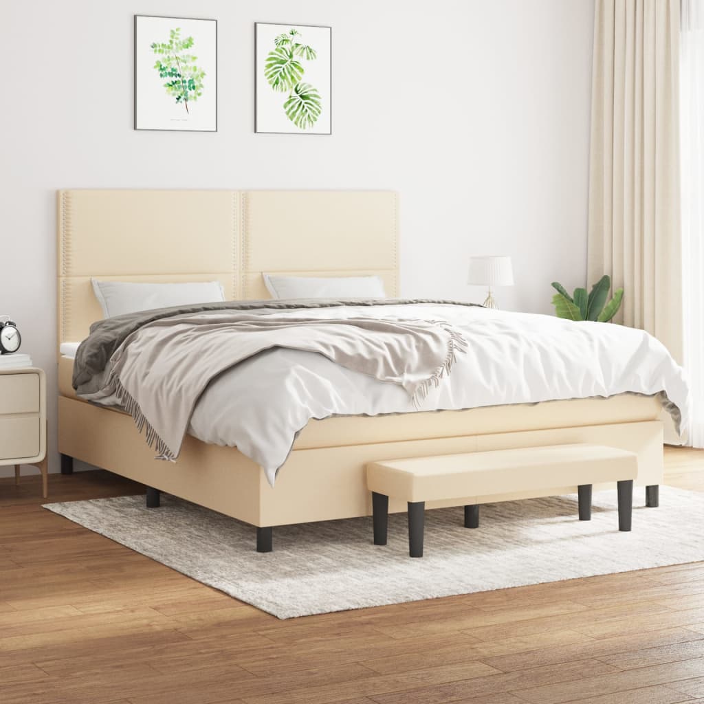 Boxspringbett mit Matratze Creme 160x200 cm Stoff