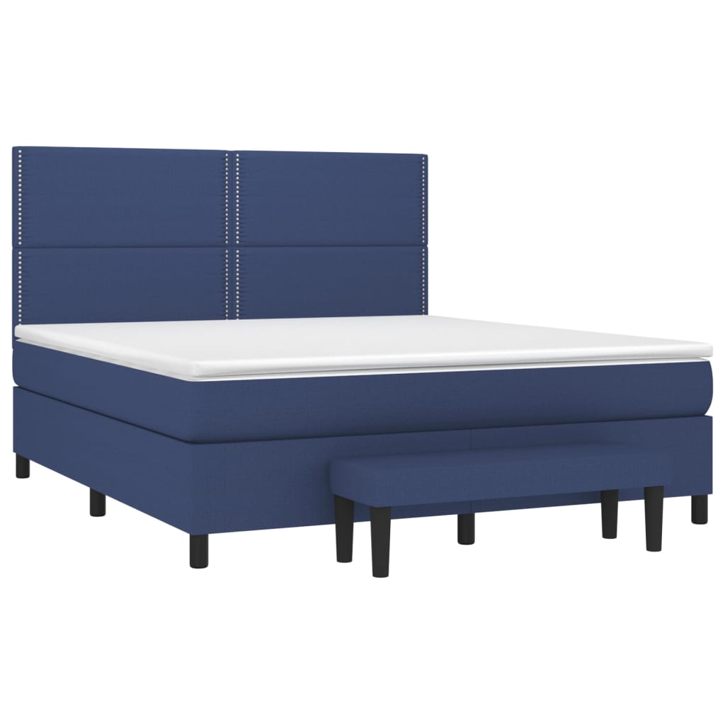 Boxspringbett mit Matratze Blau 180x200 cm Stoff