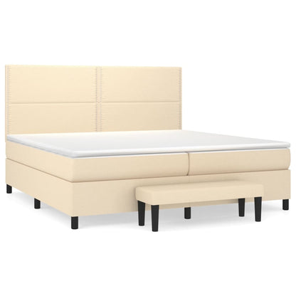 Boxspringbett mit Matratze Creme 200x200 cm Stoff