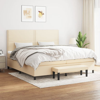 Boxspringbett mit Matratze Creme 200x200 cm Stoff