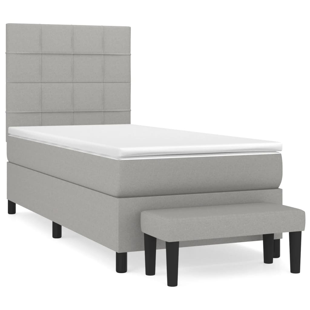 Boxspringbett mit Matratze Hellgrau 90x200 cm Stoff