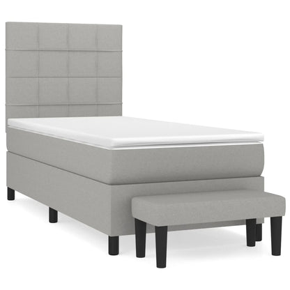 Boxspringbett mit Matratze Hellgrau 90x200 cm Stoff