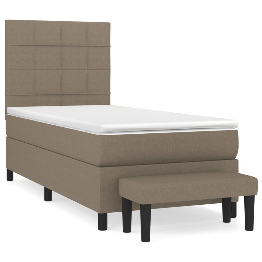 Boxspringbett mit Matratze Taupe 90x200 cm Stoff