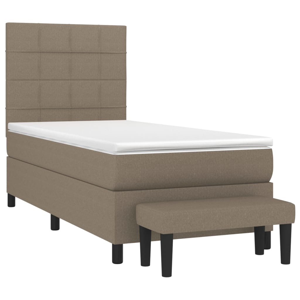 Boxspringbett mit Matratze Taupe 90x200 cm Stoff