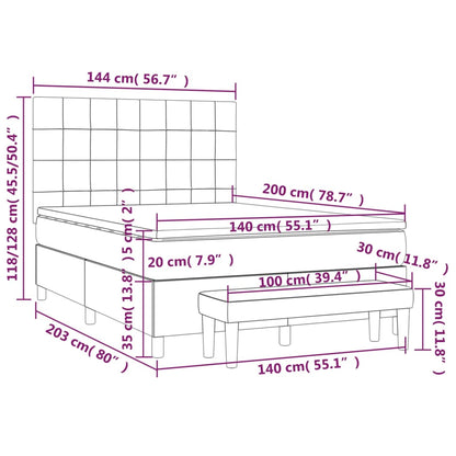 Boxspringbett mit Matratze Dunkelgrau 140x200 cm Stoff