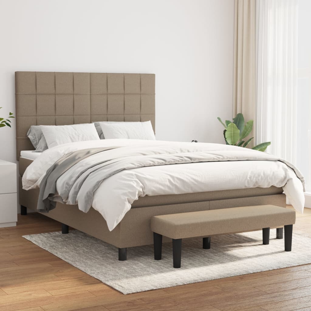 Boxspringbett mit Matratze Taupe 140x200 cm Stoff