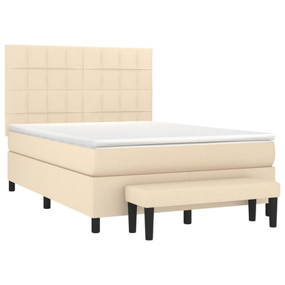 Boxspringbett mit Matratze Creme 140x200 cm Stoff