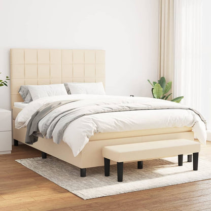 Boxspringbett mit Matratze Creme 140x200 cm Stoff