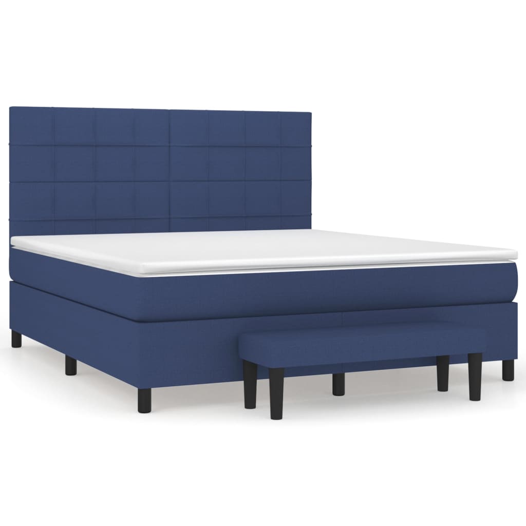 Boxspringbett mit Matratze Blau 180x200 cm Stoff