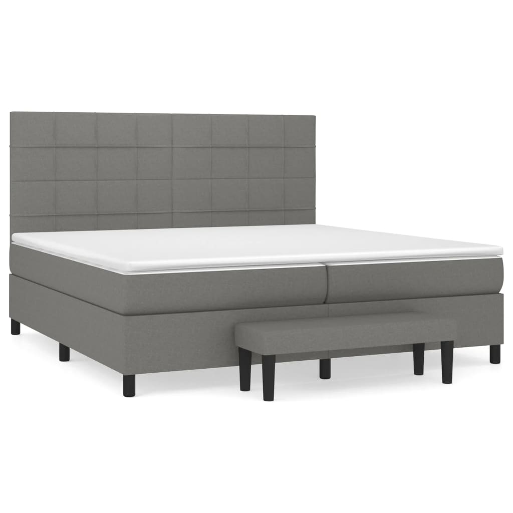 Boxspringbett mit Matratze Dunkelgrau 200x200 cm Stoff