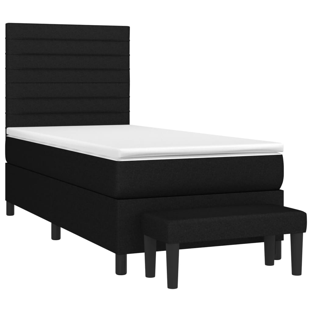 Boxspringbett mit Matratze Schwarz 90x200 cm Stoff