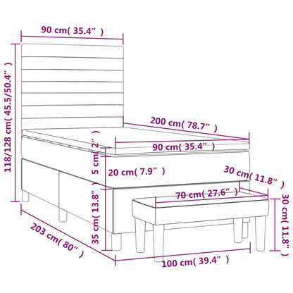 Boxspringbett mit Matratze Schwarz 90x200 cm Stoff