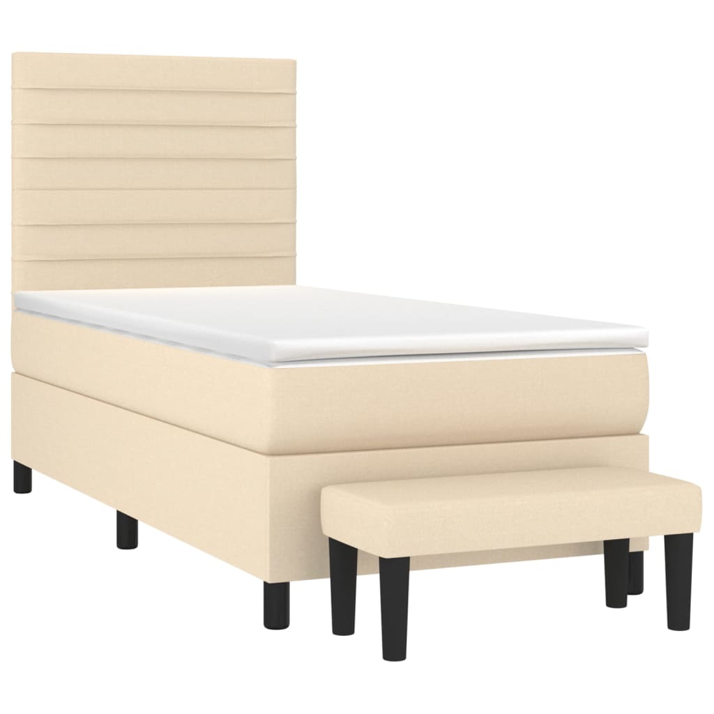 Boxspringbett mit Matratze Creme 90x200 cm Stoff