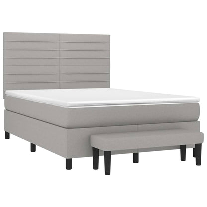 Boxspringbett mit Matratze Hellgrau 140x200 cm Stoff