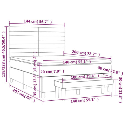 Boxspringbett mit Matratze Hellgrau 140x200 cm Stoff