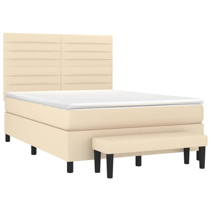 Boxspringbett mit Matratze Creme 140x200 cm Stoff