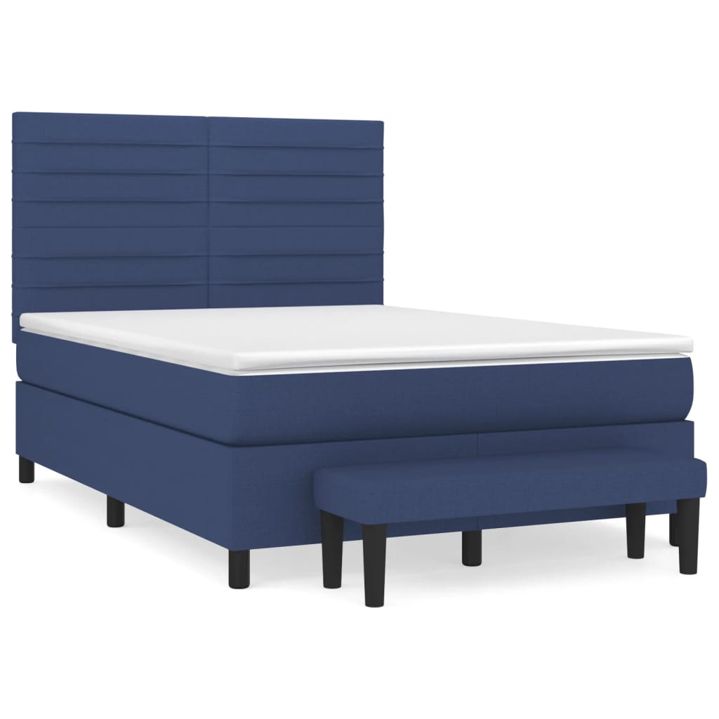 Boxspringbett mit Matratze Blau 140x200 cm Stoff