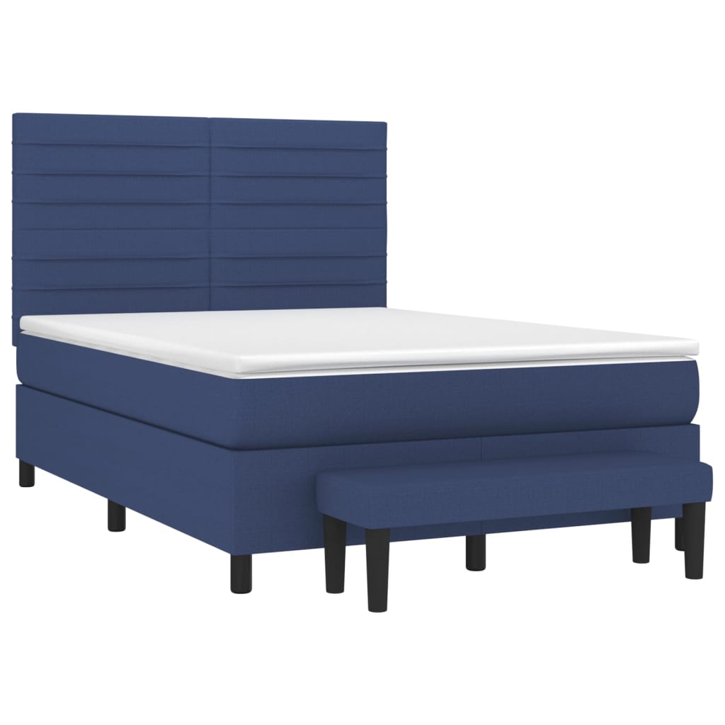 Boxspringbett mit Matratze Blau 140x200 cm Stoff