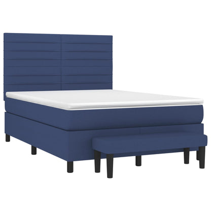 Boxspringbett mit Matratze Blau 140x200 cm Stoff