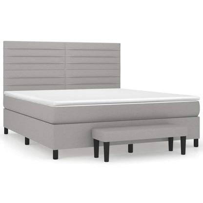 Box spring bed with mattress light grey 160x200 cm fabric