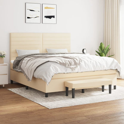 Boxspringbett mit Matratze Creme 160x200 cm Stoff