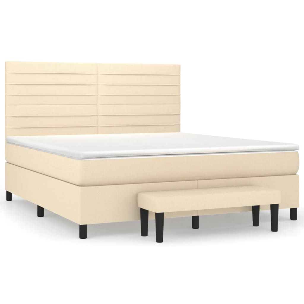 Boxspringbett mit Matratze Creme 180x200 cm Stoff