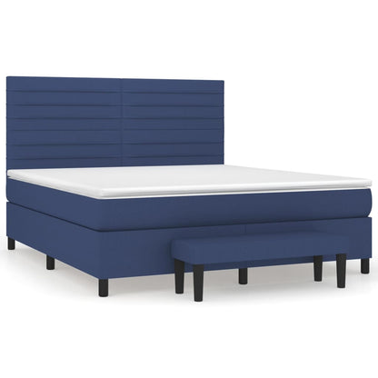 Boxspringbett mit Matratze Blau 180x200 cm Stoff