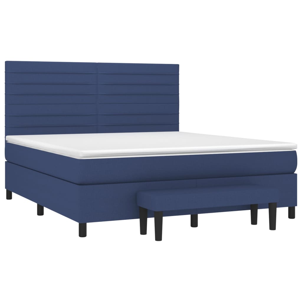 Boxspringbett mit Matratze Blau 180x200 cm Stoff