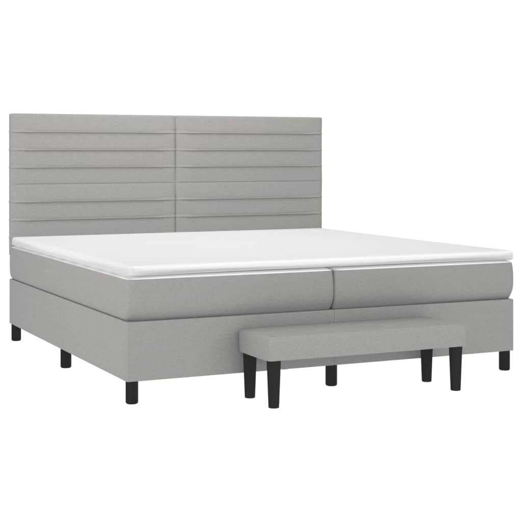 Boxspringbett mit Matratze Hellgrau 200x200 cm Stoff