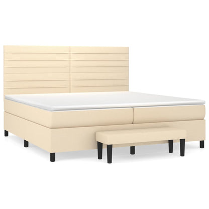 Boxspringbett mit Matratze Creme 200x200 cm Stoff