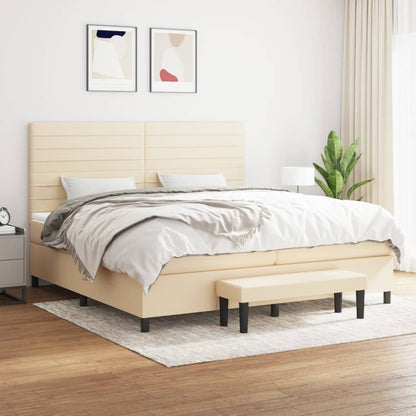 Boxspringbett mit Matratze Creme 200x200 cm Stoff