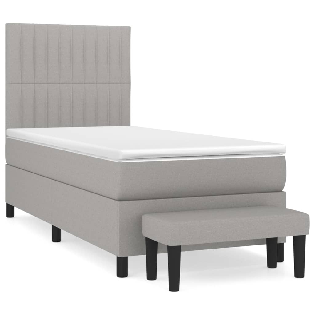 Boxspringbett mit Matratze Hellgrau 90x200 cm Stoff