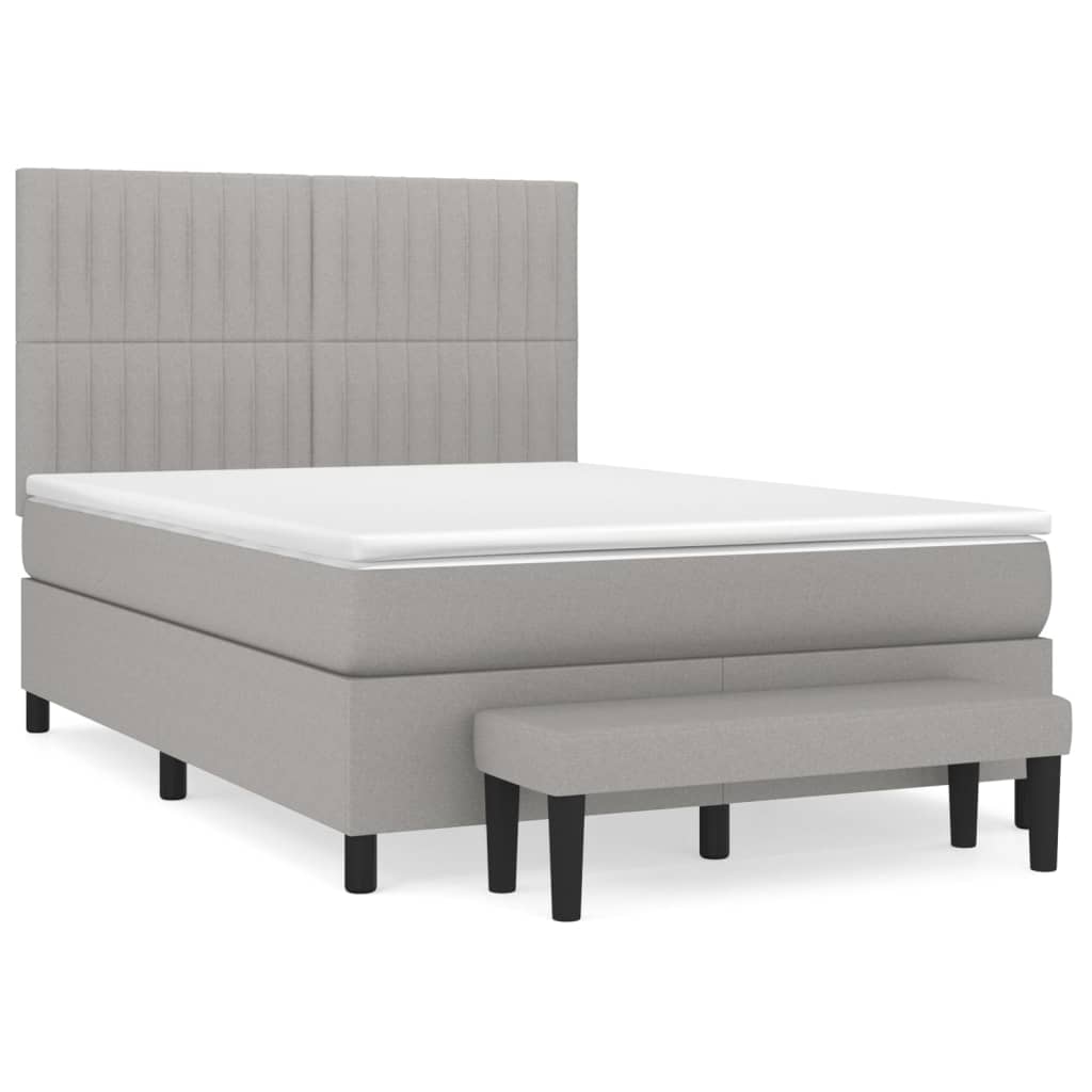 Boxspringbett mit Matratze Hellgrau 140x200 cm Stoff