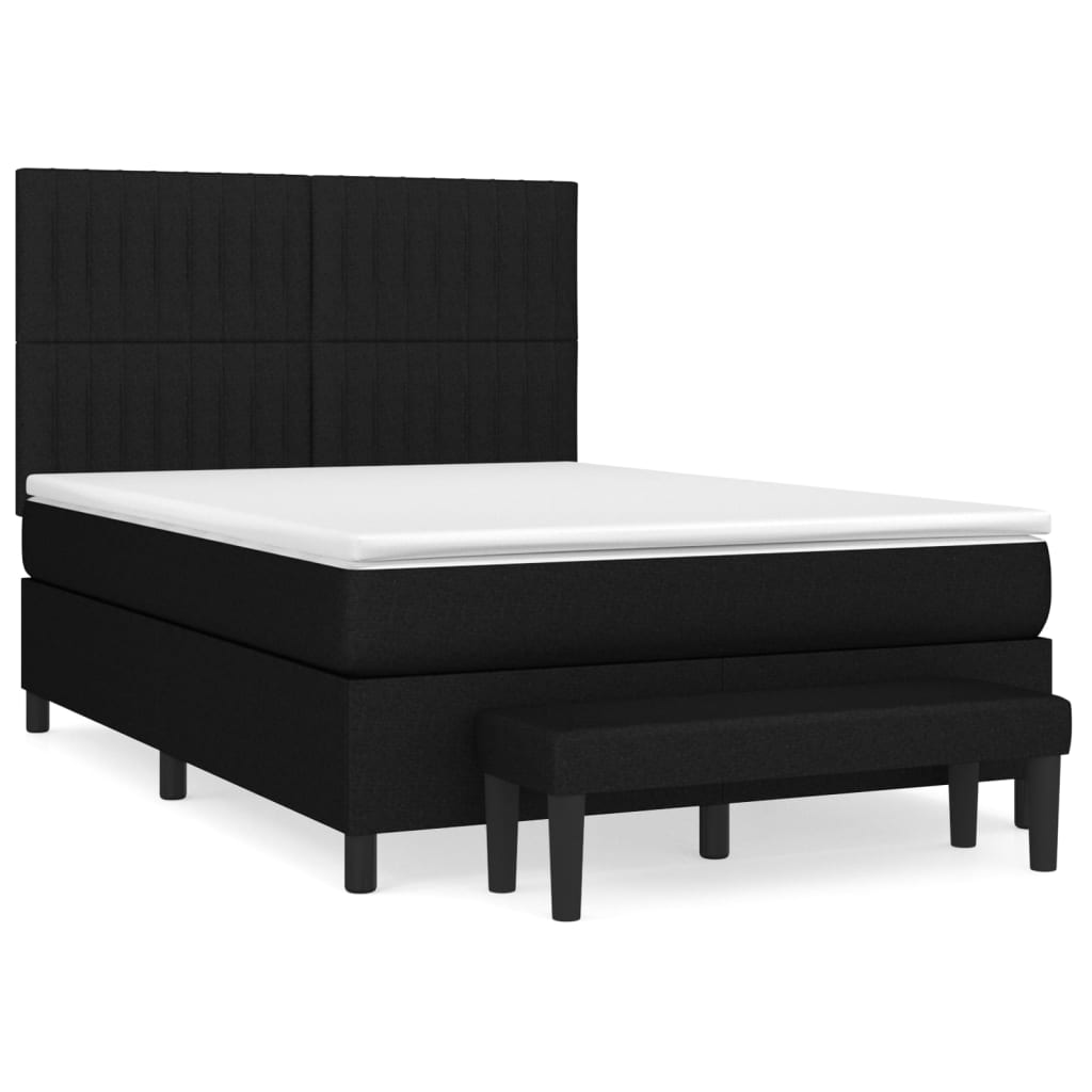 Boxspringbett mit Matratze Schwarz 140x200 cm Stoff