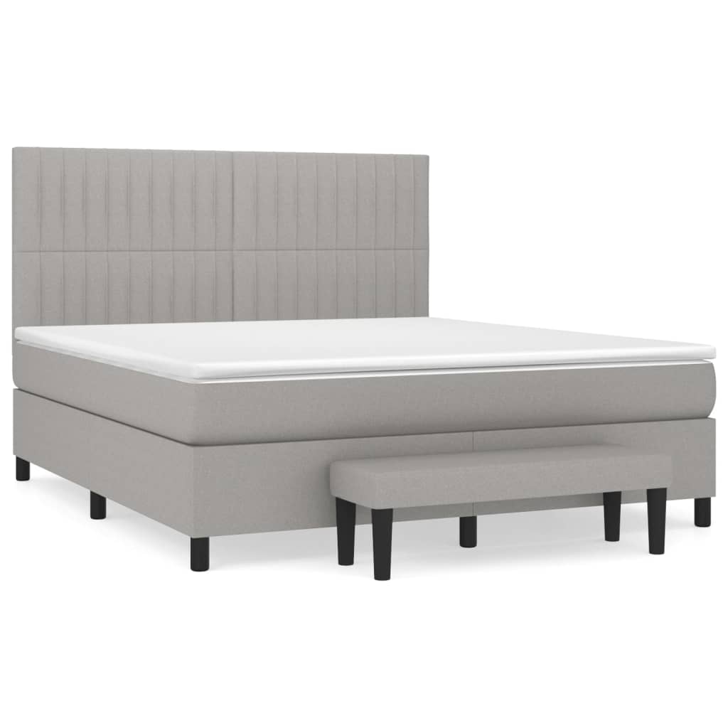 Boxspringbett mit Matratze Hellgrau 160x200 cm Stoff