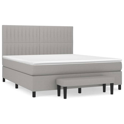 Boxspringbett mit Matratze Hellgrau 160x200 cm Stoff