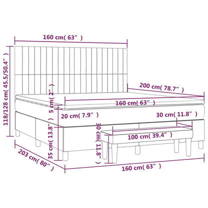 Boxspringbett mit Matratze Taupe 160x200 cm Stoff