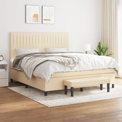 Boxspringbett mit Matratze Creme 160x200 cm Stoff